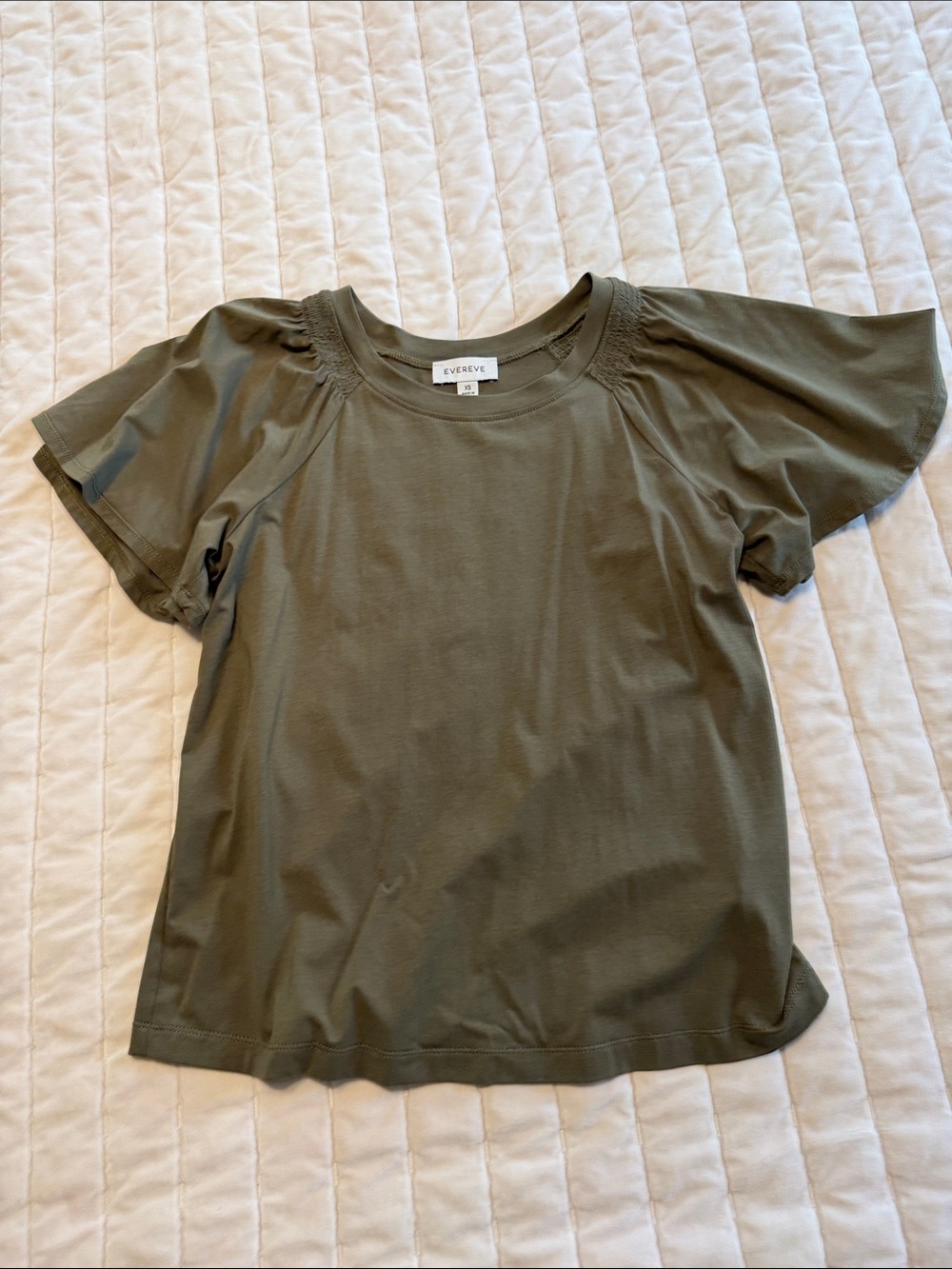 Evereve Olive Flutter Sleeve Tee